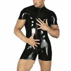 Cosplay&ware Men Sexy Faux Leather Latex Bodysuit Activewear Gay Male Elastic Catsuit Front Zipper Open Crotch Underwear Clubwear -Zentai shop online Men Sexy Faux Leather Latex Bodysuit Activewear Gay Male Elastic Catsuit Front Zipper Open Crotch Underwear 3.jpg 640x640q80 3.jpg 3