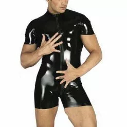 Cosplay&ware Men Sexy Faux Leather Latex Bodysuit Activewear Gay Male Elastic Catsuit Front Zipper Open Crotch Underwear Clubwear -Zentai shop online Men Sexy Faux Leather Latex Bodysuit Activewear Gay Male Elastic Catsuit Front Zipper Open Crotch Underwear 4.jpg 640x640q80 4.jpg 4