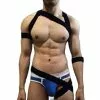 Cosplay&ware Men’s One-piece Chest Harness Beveled Leg Binding Belt With Arm Ring And Hand