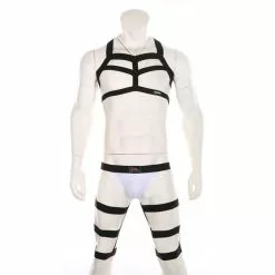Cosplay&ware Men’s Sexy Harness Bodysuit Lingerie Hot Erotic Bondage Catsuit Sex Role Play Nightwear Chest Belt Underwear Set