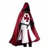 Coldker Mens Medieval Crusader Knights Tunic Costumes Renaissance Halloween Warrior Black Plague Cloak Cosplay Top S-3xl