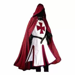 Coldker Mens Medieval Crusader Knights Tunic Costumes Renaissance Halloween Warrior Black Plague Cloak Cosplay Top S-3xl