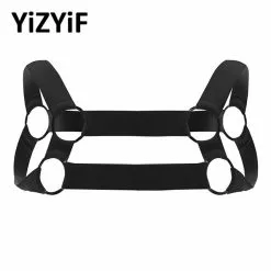 YiZYiF Mens Nylon Harness Belt Elastic Shoulder Body Chest Muscles Straps With O-rings Fancy Club Party Costume Strap Accessory