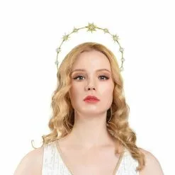 Cosplay&ware Moon Stars Halo Crown Goddess Headband Bridal Headpiece Tiara Boho Wedding Birthday Gifts