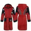 WAWACOS Movie Deadpool Bathrobe Adult Unisex Winter Warm Flannel Hooded Pajamas Halloween Cosplay Costume Sleepwear Robe