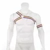 Cosplay&ware Hot Men Colorful Lingerie Body Chest Rainbow Harness Neck Nightclub Hollow Out Elastic Bondage Straps With Arm Band