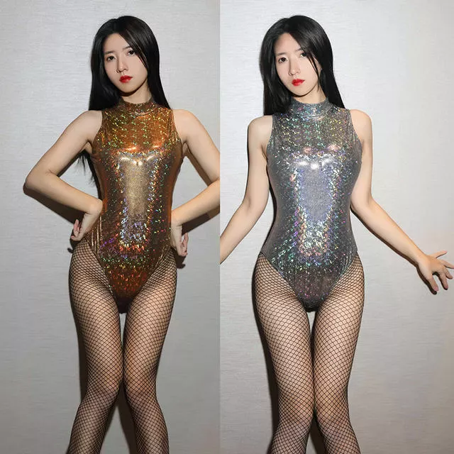 Cosplay&ware Nightclub Multicolor Laser Clubwear Japanese Sukumizu Shiny Pvc Faux Leather Bodysuits Sexy High Cut Body Suits Leotard 1 Cosplay&ware Nightclub Multicolor Laser Clubwear Japanese Sukumizu Shiny Pvc Faux Leather Bodysuits Sexy High Cut Body Suits Leotard