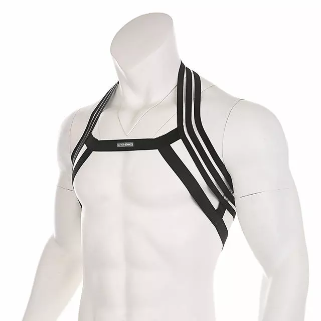 CLEVER-MENMODE Nylon Body Chest Harness Men Sexy Elastic Shoulder Strap Halter Stage Costume Hollow Clubwear Hombre Bondage Clothes 5 CLEVER-MENMODE Nylon Body Chest Harness Men Sexy Elastic Shoulder Strap Halter Stage Costume Hollow Clubwear Hombre Bondage Clothes - Image 5