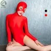 Ecoosexy Oil Glossy Masked Half Coat Zentai One-piece Tights Bodystocking Sexy Hot Erotic Zipper Open Crotch Bodysuit Cosplay Suits Body