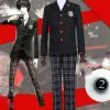 Cosplay&ware Persona 5 Cosplay Joker Ren Amamiya School Persona5 P5 Uniform Christmas Party Halloween Costume Wig Hair Glasses
