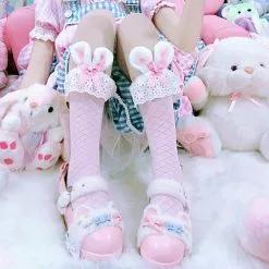Cosplay&ware Pink Girls Kawaii Lolita Socks Cute Rabbit Ears Bowknot Japanese Gothic Lace Ruffles Stocking Cotton Cosplay -Zentai shop online Pink Girls Kawaii Lolita Socks Cute Rabbit Ears Bowknot Japanese Gothic Lace Ruffles Stocking Cotton Lolis 3.jpg 640x640q80 3.jpg 3