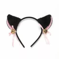 Cosplay&ware Pink Masquerade Christmas Cat Ears Cosplay Ear Anime Party Costume Bow Tie Bell Headwear Kawaii Beautiful Headband