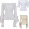 Cosplay&ware Renaissance Blouse Women Off Shoulder Sleeves Shirt Boho Steampunk Pirate Medieval Cosplay Costume Corset Top Vintage