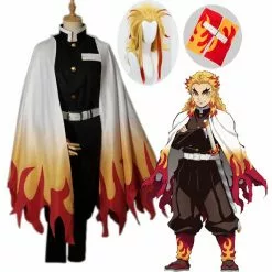 Novedan Rengoku Kyoujurou Cosplay Anime Demon Slayer Costume Kimono Kimetsu No Yaiba Uniforms Wig