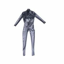 Ecoosexy Role Play Long Sleeve Pu Latex Ammonia Catsuit Bodycon Jumpsuit Zipper Open Crotch Bodysuit Body Shaper Playsuit Unitard Cosplay