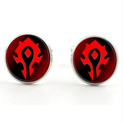 Cosplay&ware Songda World Warcraft Wow Alliance Horde Banner Flag Cufflinks Glass Time Gem Alloy Cosplay Cuff Buttons