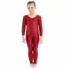 Speerise Children Long Sleeve Unitard Boys Skin Tight Jumpsuit Spandex Red Full Body Scoop Neck Ballet Costumes
