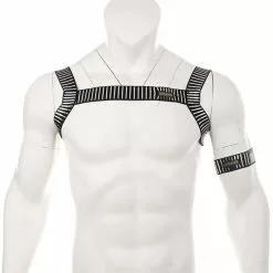Cosplay&ware Sexy Lingerie Costume Men Hollow Out Harness Belt Body Chest Elastic Muscle Strap Male Exotic Performance Clubwear With Arm Band