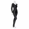 Speerise Women Shiny Long Sleeve Dance Unitard Stirrup Adults Spandex Gymnastics Black Full Body Dancewear Catsuits Girl