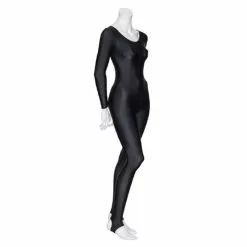 Speerise Women Shiny Long Sleeve Dance Unitard Stirrup Adults Spandex Gymnastics Black Full Body Dancewear Catsuits Girl