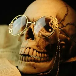 Cosplay&ware Steampunk Girls Cosplay Glasses Frame Metal Gear With Chain Women Retro Lolita Eyewear