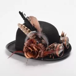 Cosplay&ware Steampunk Hat Bowler Feathers Gear Glasses Gothic Victorian Cosplay Fedora Top Heawear -Zentai shop online Steampunk Hat Bowler Feathers Gear Glasses Gothic Victorian Cosplay Fedora Top Heawear 2.jpg 640x640q80 2.jpg 2