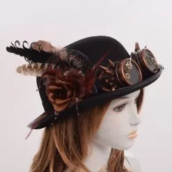 Cosplay&ware Steampunk Hat Bowler Feathers Gear Glasses Gothic Victorian Cosplay Fedora Top Heawear -Zentai shop online Steampunk Hat Bowler Feathers Gear Glasses Gothic Victorian Cosplay Fedora Top Heawear 5.jpg 640x640q80 5.jpg 5
