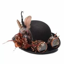 Cosplay&ware Steampunk Hat Bowler Feathers Gear Glasses Gothic Victorian Cosplay Fedora Top Heawear