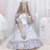 LISM Summer Japanese Lolita Vintage Dress Female Soft Girl Wind Cute Fungus Lace Short Sleeve