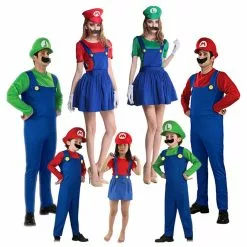 Cosplay&ware Super Mari0 Costume Cosplay Jumpsuit Adults Kids Halloween Dance Fancy Dress Gift Luigi Brothers Costumes Party Outfit