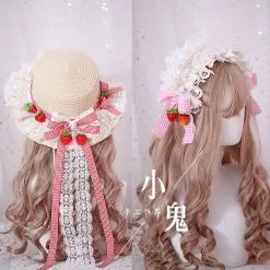 Cosplay&ware Sweet Is The Strawberry Soft Lace Lolita Hair Hoop Japanese Sister Kc Straw Hat Head Band Edge