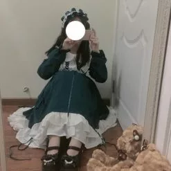 LISM Sweet Lolita Dress Vintage Printing Lace Angel Bowknot High Waist Victorian Kawaii Girl Gothic Op Cos Loli -Zentai shop online Sweet lolita dress vintage printing lace angel lace bowknot high waist victorian dress kawaii girl gothic 1.jpg 640x640q80 1.jpg 1