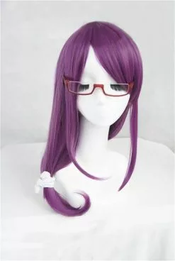 Cosplay&ware Tokyo Ghoul Guru Rize Kamishiro Long Wavy Purple Heat Resistant Synthetic Hair Cosplay Wig Cap Glasses