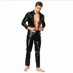Ecoosexy Wet Look 5xl Plus Size Hot Shapers Men Long Sleeve Pu Leather Bodysuit Cosplay Jumpsuit Faux Latex Pvc Catsuit Shiny Shapwear -Zentai shop online Wet Look 5XL Plus Size Hot Shapers Men Long Sleeve PU Leather Bodysuit Cosplay Jumpsuit Faux 2.jpg 640x640q80 2.jpg 2