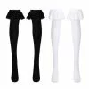 Cosplay&ware Women Sheer Soft Thigh High Long Stockings With Lace Trimming Ladies Tube Over Knee Socks Japanese Harajuku