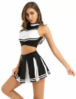 Cosplay&ware Womens Cheerleader Costume Uniform Sexy Party Clubwear Crop Top With Mini Pleated Skirt Lingerie School Girls -Zentai shop online Womens Cheerleader Costume Uniform Sexy Party Clubwear Crop Top with Mini Pleated Skirt Lingerie Cheerleading School 1.jpg 640x640q80 1.jpg 1