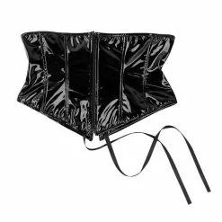 IEFiEL Womens Wetlook Sexy Clubwear Costume Faux Leather Lace Zip Front Steampunk Gothic Trainer Underbust Corset Bustier -Zentai shop online Womens Wetlook Sexy Clubwear Costume Faux Leather Lace Up Zip Up Front Steampunk Gothic Wasit Trainer 4.jpg 640x640q80 4.jpg 4