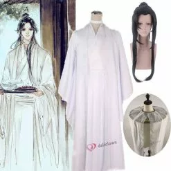 Daliclown Xie Lian Cosplay Costume Tian Guan Ci Fu Xielian Wigs Bamboo Hat Prop Men Women White Han Anime Outfit