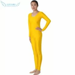 Cosplay&ware Yellow Lycra Headless Zentai Suit Spandex Full Body Skin Tight Jumpsuit Unitard Dancewear Bodysuit Costumes For Women