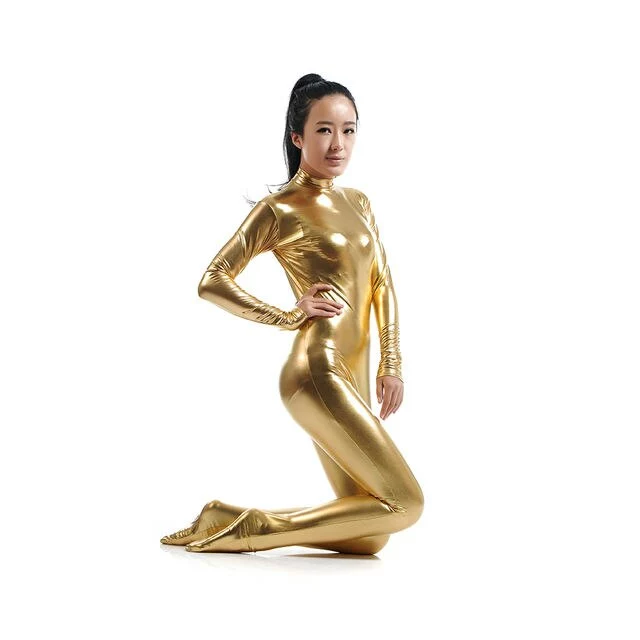 Cosplay&ware Custom Crotch Zipper Shiny Lycra Spandex Purple Women’s Unitard Catsuits Metallic Footed Zentai Bodysuit 4 Cosplay&ware Custom Crotch Zipper Shiny Lycra Spandex Purple Women’s Unitard Catsuits Metallic Footed Zentai Bodysuit - Image 4