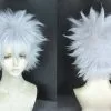 Cosplay&ware Anime Hunter X Killua Zoldyck Cosplay Wig Short Silver White Shaggy Layered Heat Resistant Synthetic Hair & Cap