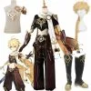 Cosfans Genshin Impact Traveler Aether Game Suit Cool Gothic Uniform Cosplay Costume Halloween Party Outfit For Men
